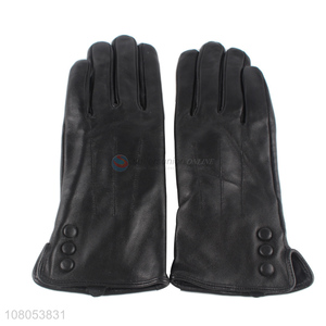 High quality black leather gloves outdoor windproof gloves