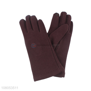 Factory direct sale wine red thickened warm gloves for ladies