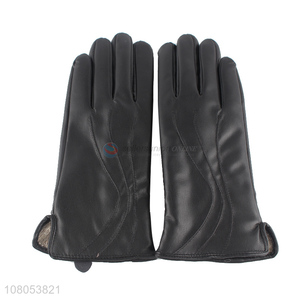 Wholesale black leather gloves ladies winter gloves