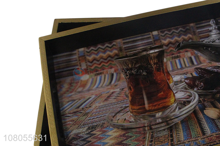 Hot products decorative wooden handle food serving tray