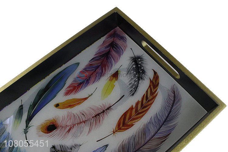 Yiwu market feather pattern wooden serving tray wholesale
