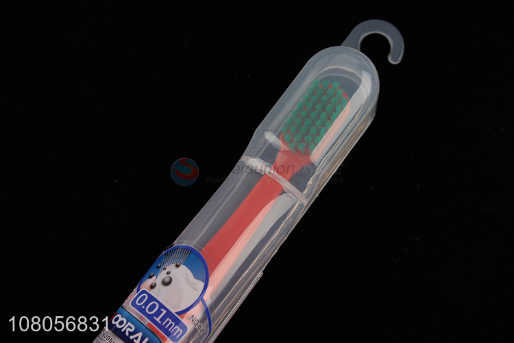 Low price red plastic portable travel toothbrush wholesale