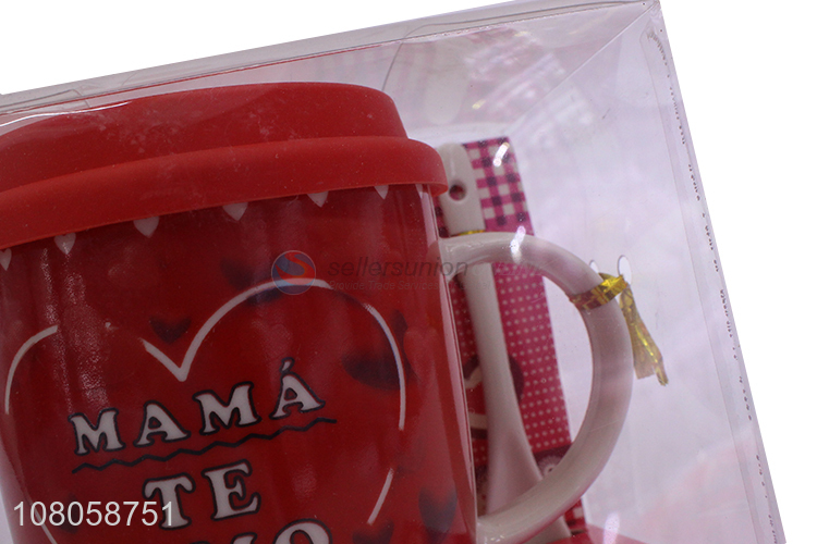 Fashion Design Ceramic Cup With Spoon Gift Set