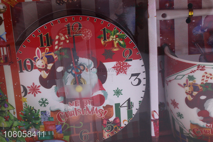 Fashion Ceramic Cup With Clock And Spoon Gift Set For Christmas
