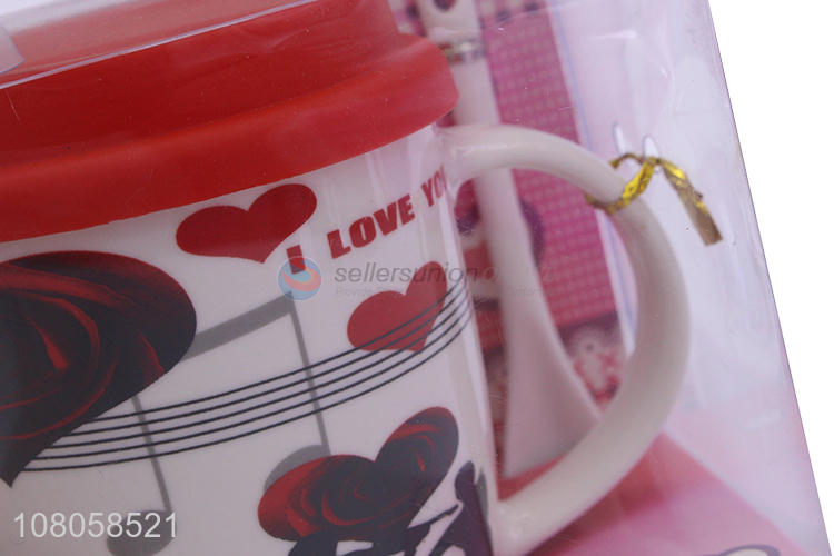 Creative Printing Ceramic Cup With Spoon Set For Gift