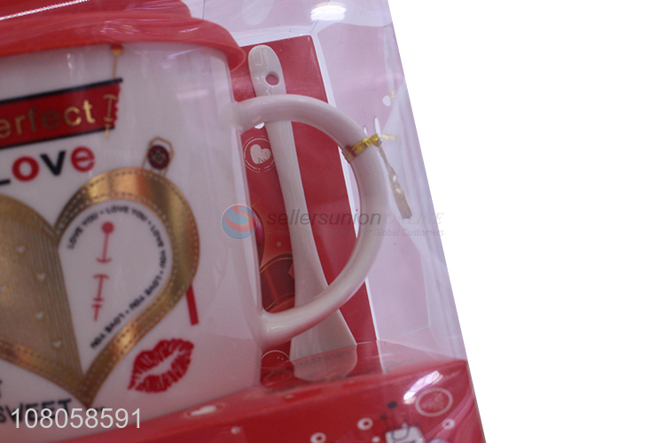 Wholesale Fashion Ceramic Cup With Lid And Spoon