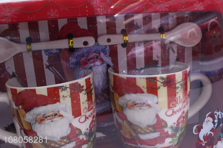 High Quality 2 Ceramic Cups With Spoon Set