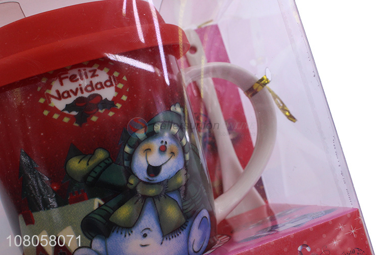 Fashion Printing Ceramic Mug Water Cup With Spoon Gift Set