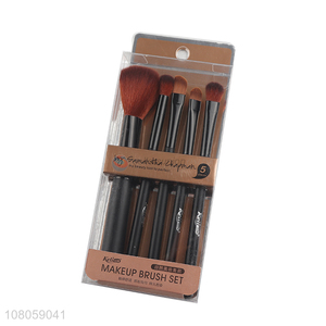 Hot selling black wooden handle makeup brush set for ladies