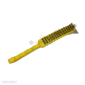 Wholesale plastic handle steel wire brush polishing brush with scraper