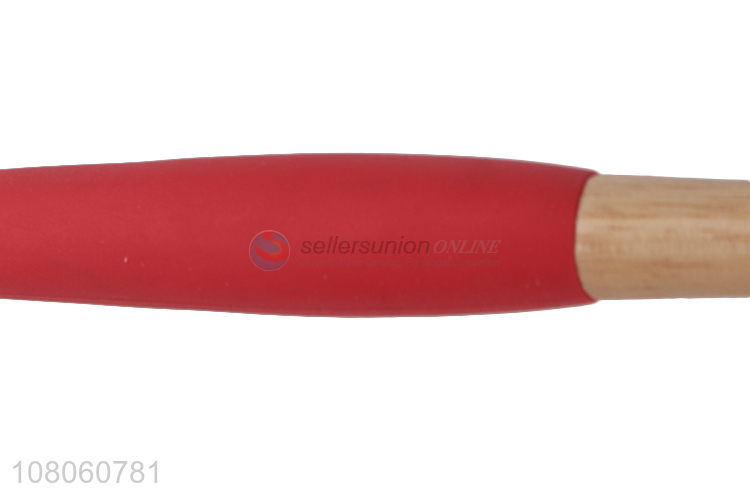 Yiwu exports kitchen silicone soup spoon with wooden handle