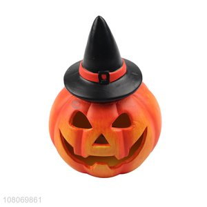 Best selling Halloween ornaments led light resin pumpkin figurines