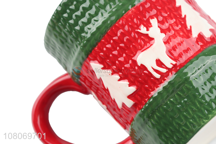Hot sale Christmas style ceramic coffee mug porcelain water cup