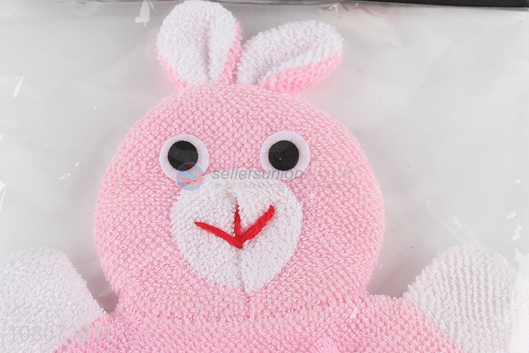 Yiwu wholesale pink cartoon rabbit bath gloves for children