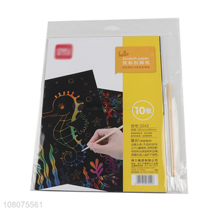 Custom 10 Pieces Magic Scratch Art Paper With Wooden Stylus