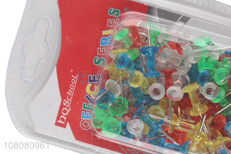 Good quality clear colorful plastic head push pins thumbtacks steel point