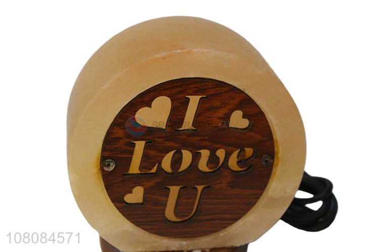Low price natural wood bottom salt stone lamp wholesale