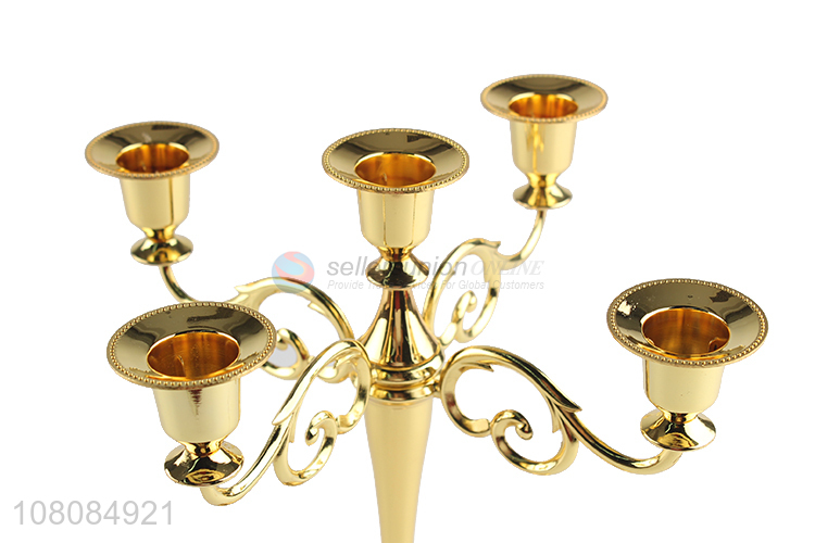 Yiwu market golden retro five-headed candle holder for household