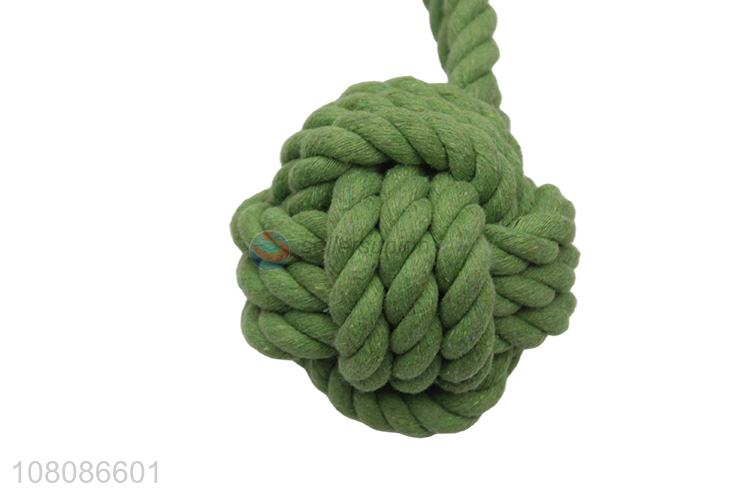 Popular products green cotton rope pets chew interactive toys