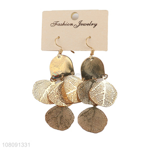 New Design Metal Leaves Drop <em>Earring</em> Ladies Hook <em>Earring</em>