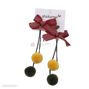 Best Sale Fashion Bowknot Fur Ball Drop <em>Earring</em> Stud <em>Earring</em>