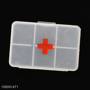 Top selling plastic 6compartment pill box medicine case