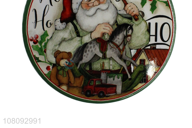 Low price round Christmas ceramic coaster porcelain pot holder heat pad