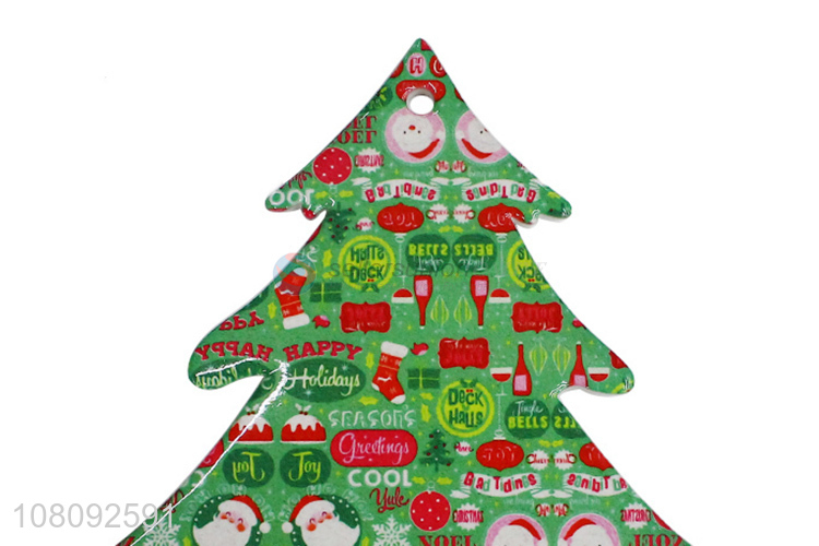 China supplier Christmas tree shape ceramic cup mats Xmas cork coaster