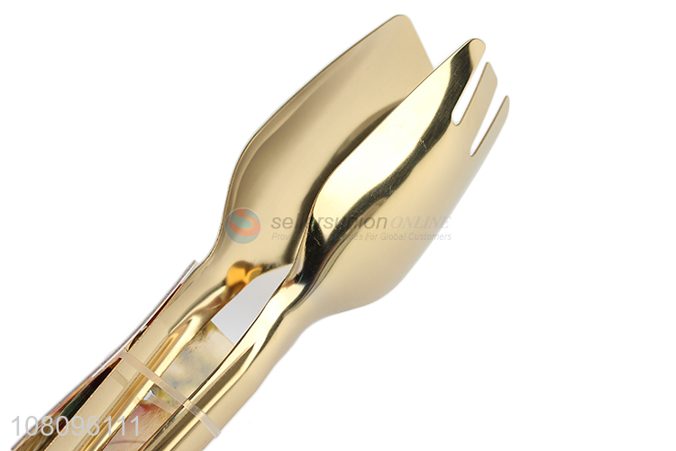 High quality golden food tongs fork clip for kitchen