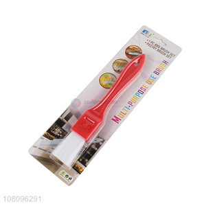 Yiwu wholesale red BBQ brush with plastic handle for kitchen