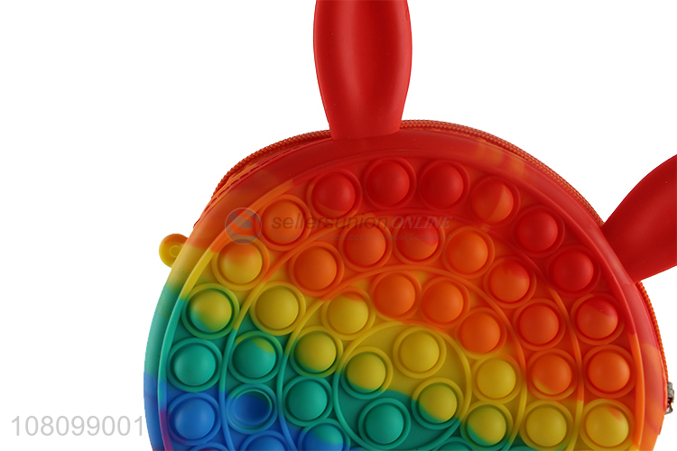 Custom Rainbow Silicone Push Bubble Tote Bags For Sale
