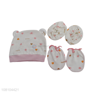 Best Selling Soft Cotton Baby Caps Gloves Foot Muffs Set