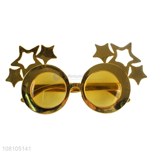 China supplier fashion gold party glasses sunglasses costume props