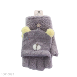 Yiwu factory purple cute knitted gloves ladies outdoor warm gloves