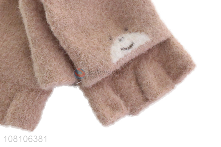 Good sale cute flip gloves ladies warm gloves in winter