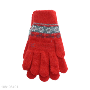 High quality red knitted gloves christmas gloves for sale