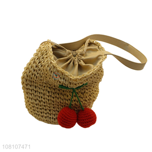 High Quality Straw Bag Single Shoulder Bag With Drawstring