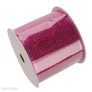 Hot selling wide Christmas tree <em>ribbon</em> glitter Xmas <em>ribbon</em>