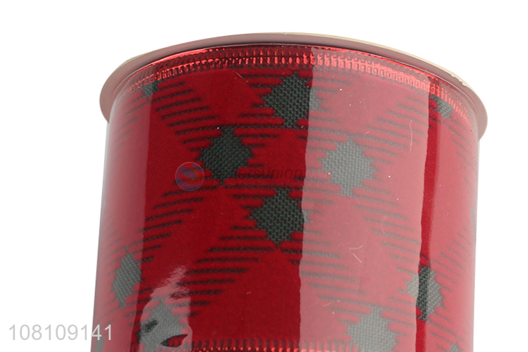 Good quality wired Christmas tree ribbon polyester ribbon