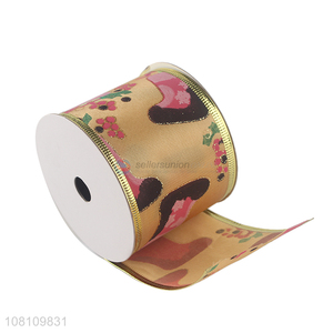 China supplier custom wired Christmas <em>ribbon</em> polyester <em>ribbon</em>