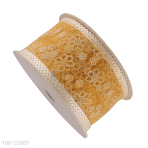 Hot selling flower printed organza <em>ribbon</em> Christmas <em>ribbon</em>