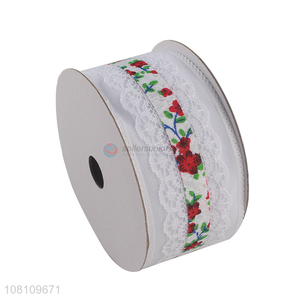 Top product fine flower printed lace <em>ribbon</em> Christmas <em>ribbon</em>