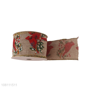 Custom Exquisite Printed <em>Ribbon</em> Wired Edge Christmas <em>Ribbon</em> Roll