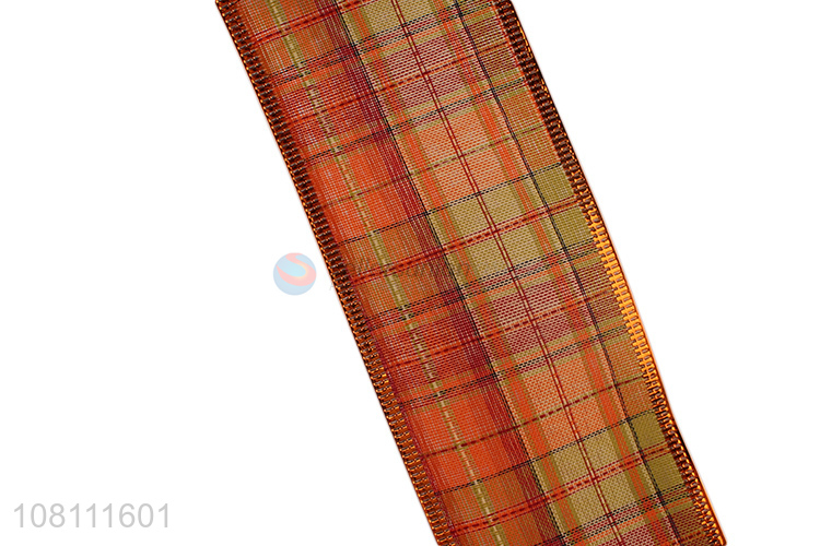 Hot Sale Christmas Tree Decoration Wired Edge Plaid Ribbons