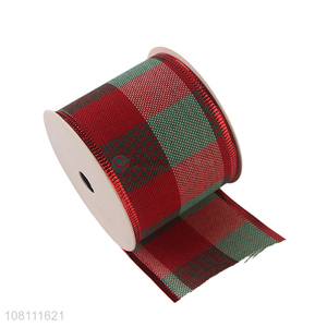 Wholesale Christmas Ribbons Wired Edge Plaid Ribbons For Decoration