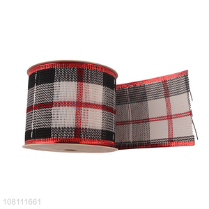 Best Price Wired Edge Plaid Christmas Ribbons For Gift Wrapping