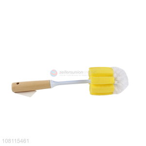 Hot selling wooden handle sponge cleaning brush cup bottle brush