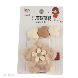 Hot selling fluffy hairpin pretty hair clips for girls children