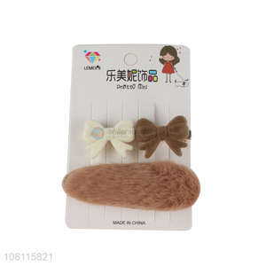 Low price fluffy hair accessories fuzzy hair clips for girls kids