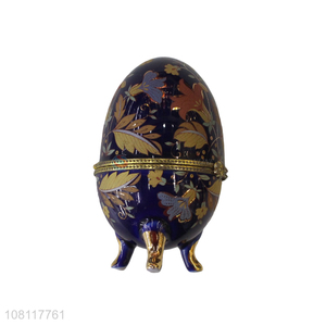 Good quality fancy ceramic jewelry box egg shape trinket holder